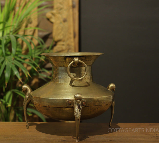 Brass Vintage Carved Planter