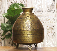 Brass Vintage Carved Planter