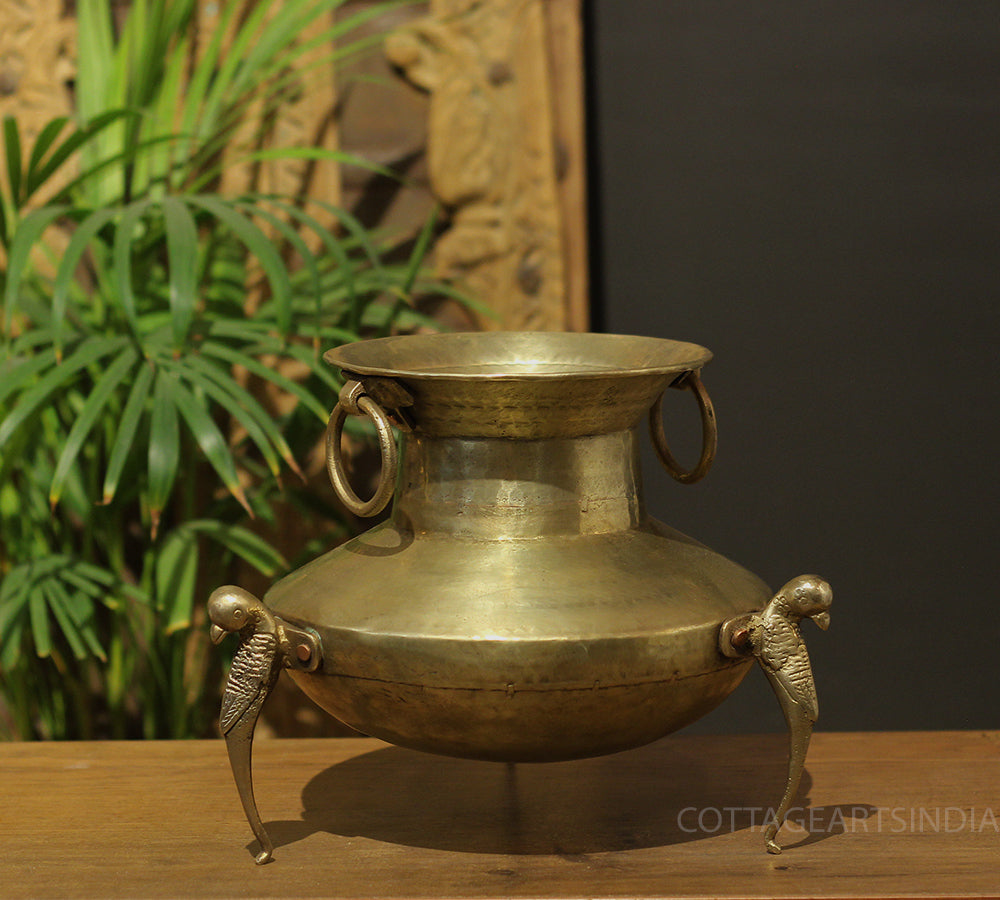 Brass Vintage Carved Planter