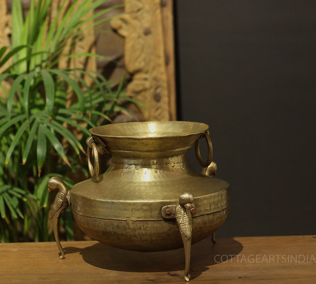 Brass Vintage Carved Planter