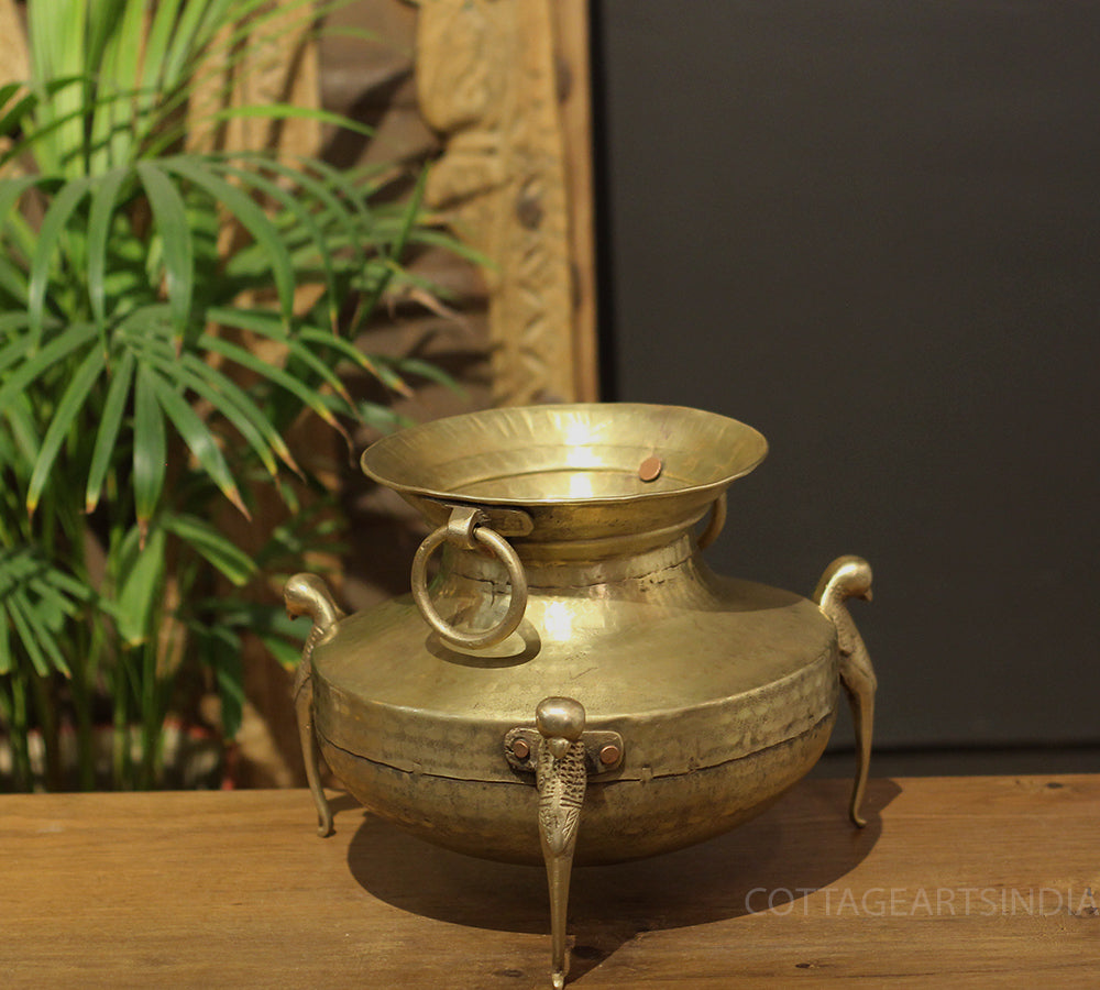 Brass Vintage Carved Planter