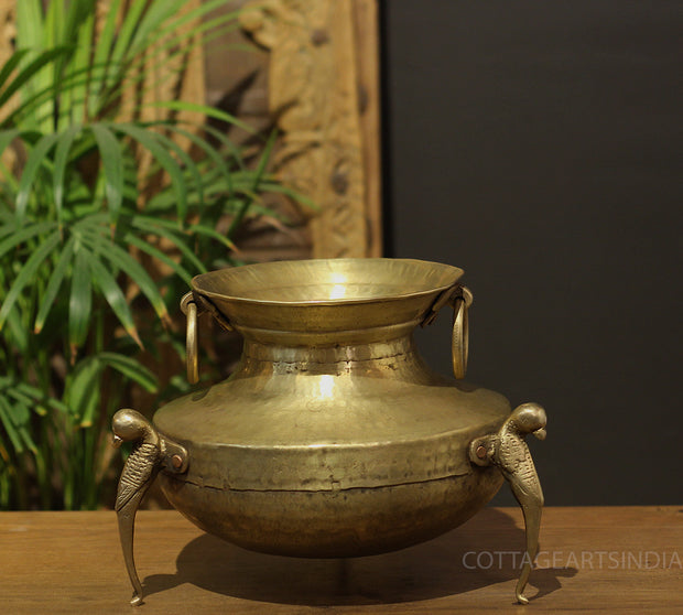 Brass Vintage Carved Planter