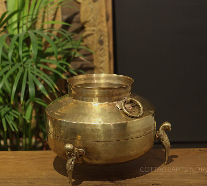 Brass Vintage Carved Planter