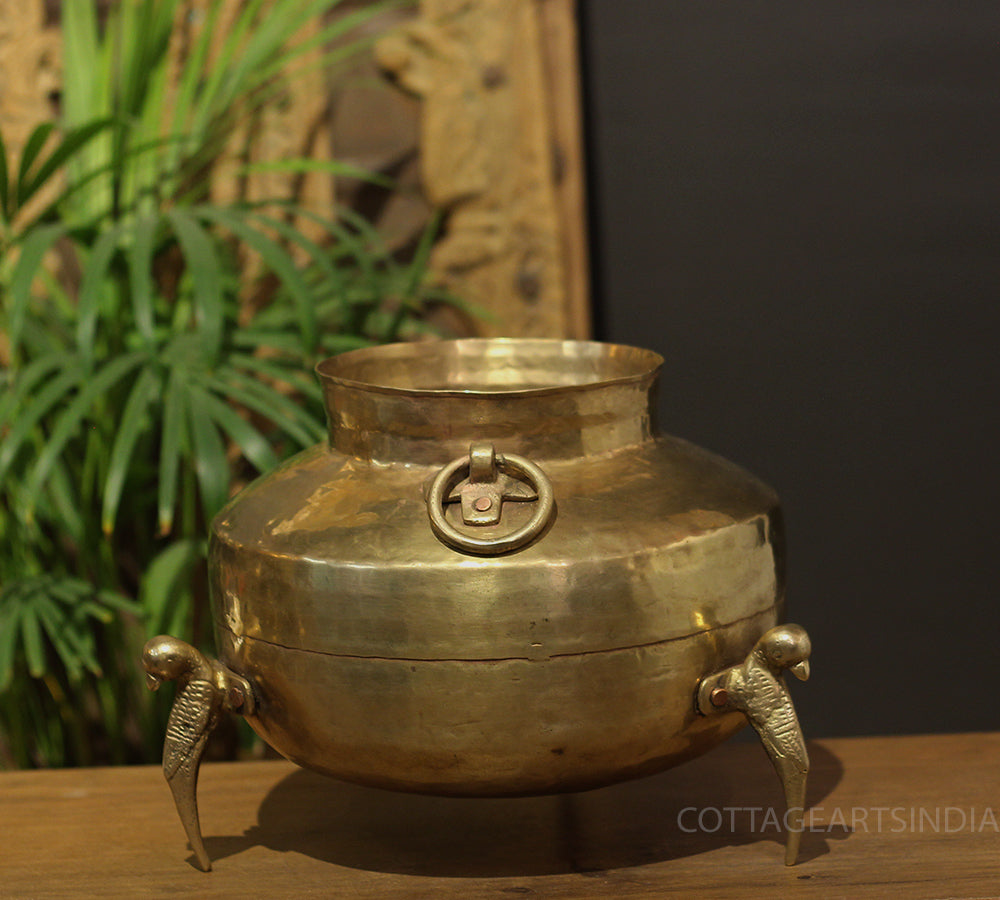 Brass Vintage Carved Planter