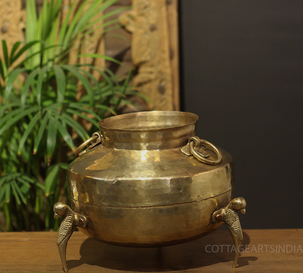 Brass Vintage Carved Planter