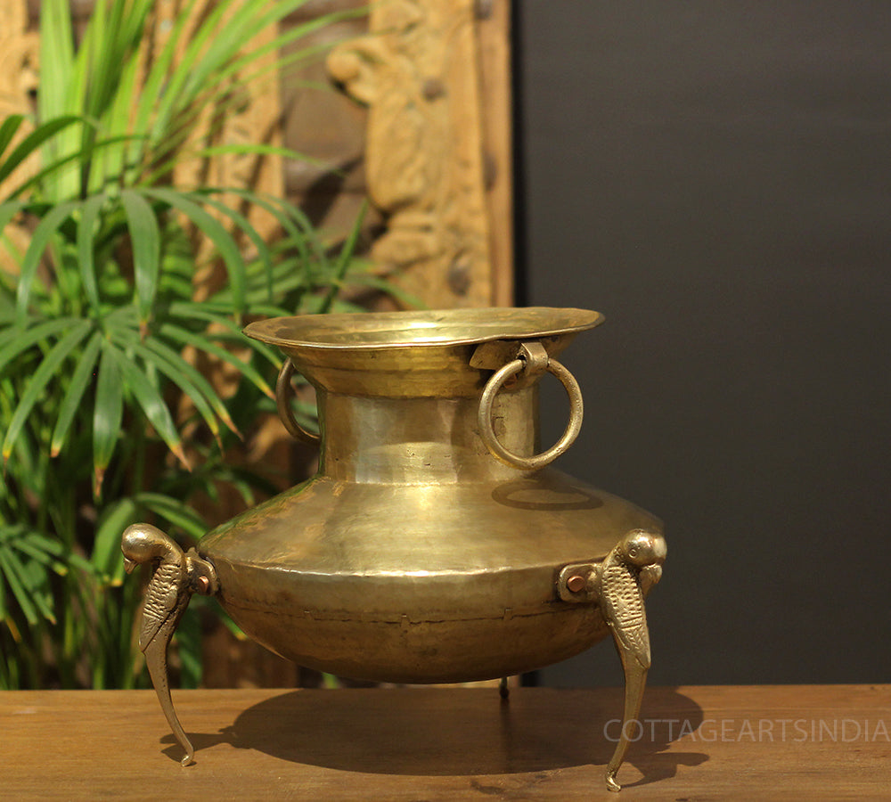 Brass Vintage Carved Planter