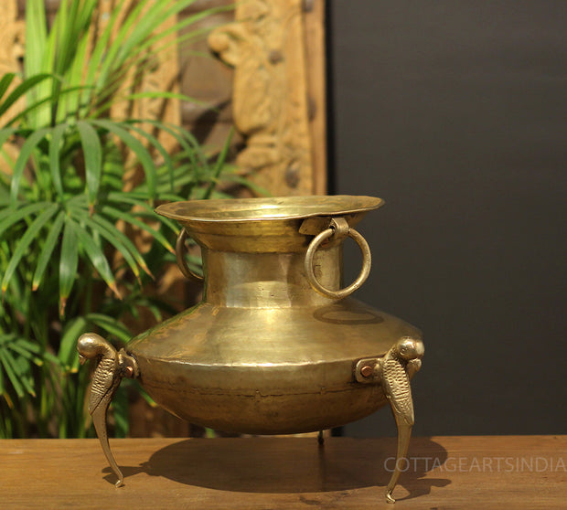 Brass Vintage Carved Planter