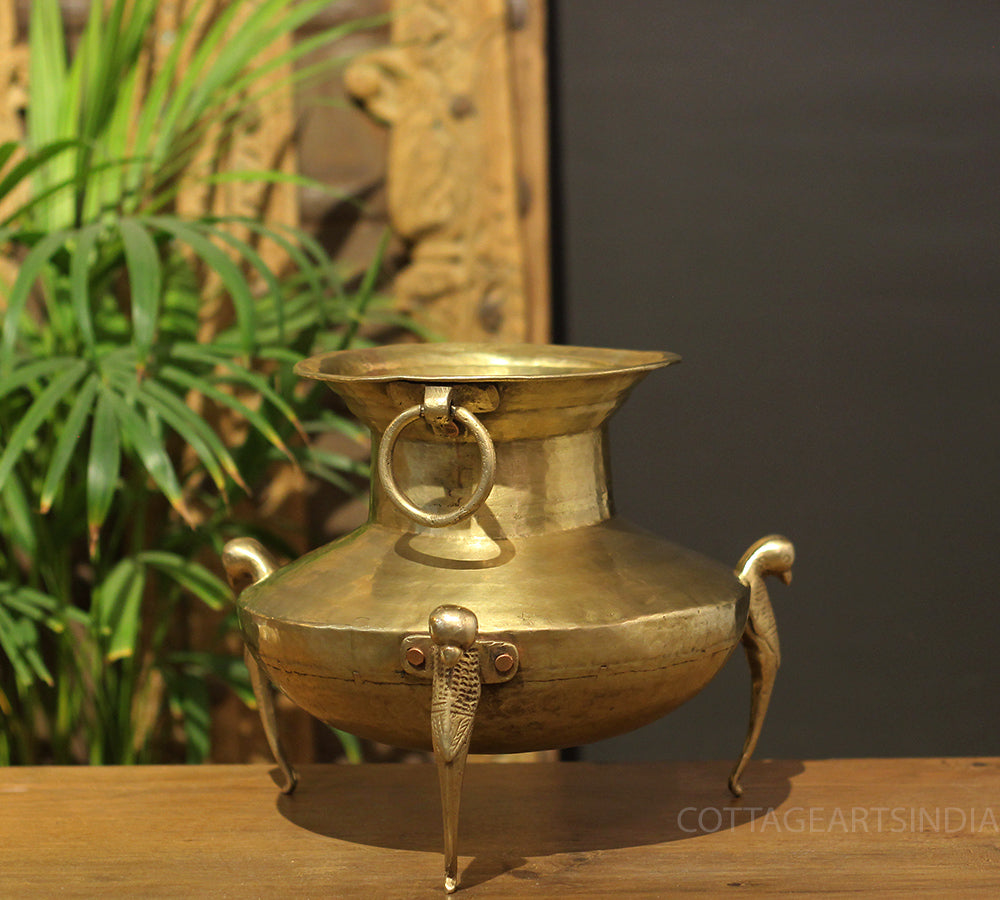 Brass Vintage Carved Planter