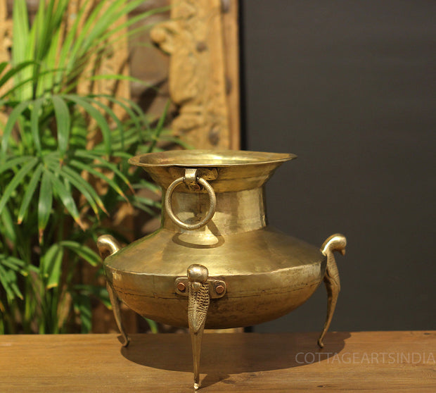 Brass Vintage Carved Planter