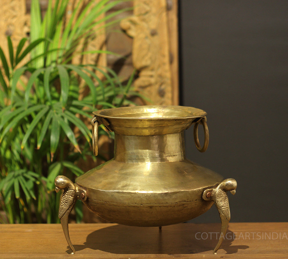 Brass Vintage Carved Planter