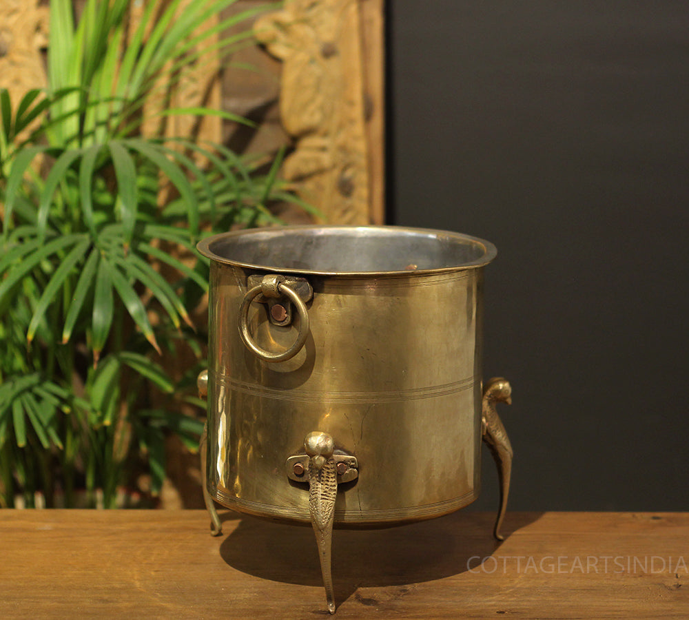 Brass Vintage Carved Planter