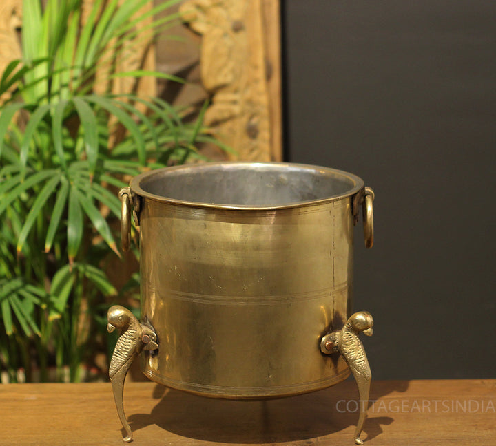 Brass Vintage Carved Planter