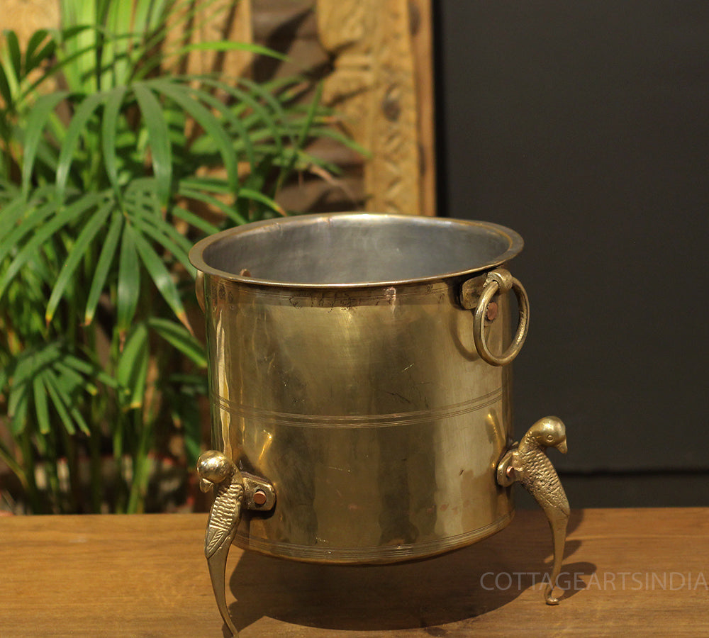 Brass Vintage Carved Planter