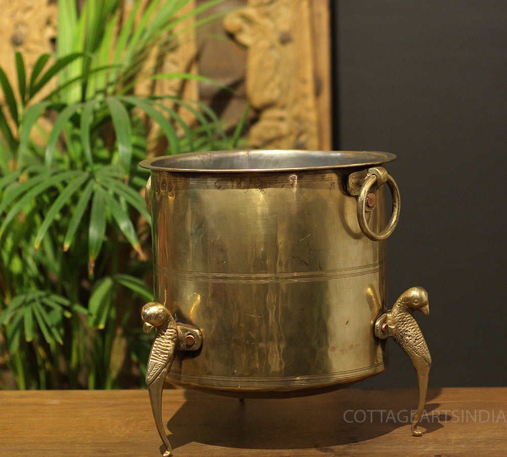 Brass Vintage Carved Planter