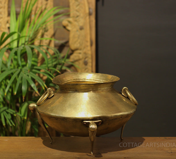 Brass Vintage Carved Planter
