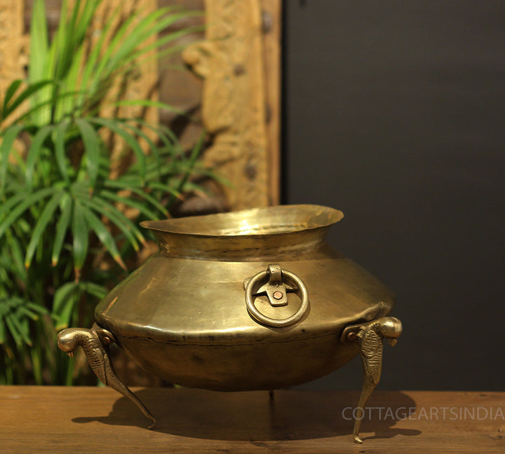 Brass Vintage Carved Planter