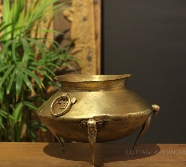 Brass Vintage Carved Planter
