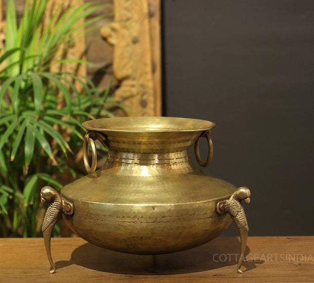 Brass Vintage Carved Planter