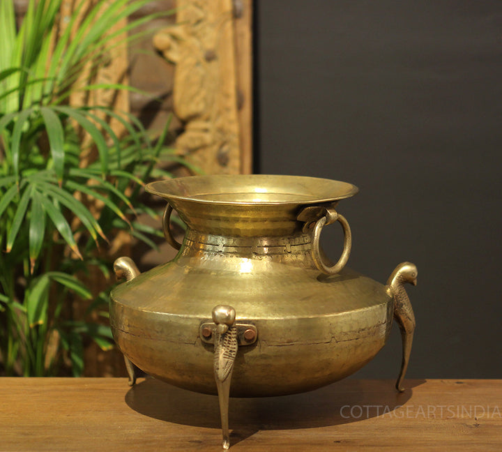Brass Vintage Carved Planter