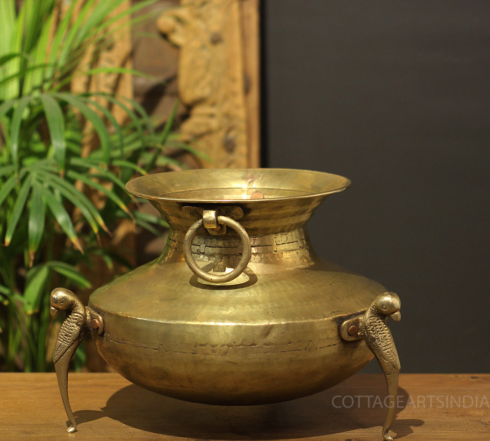 Brass Vintage Carved Planter