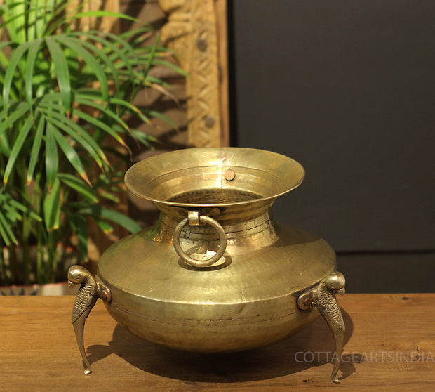 Brass Vintage Carved Planter