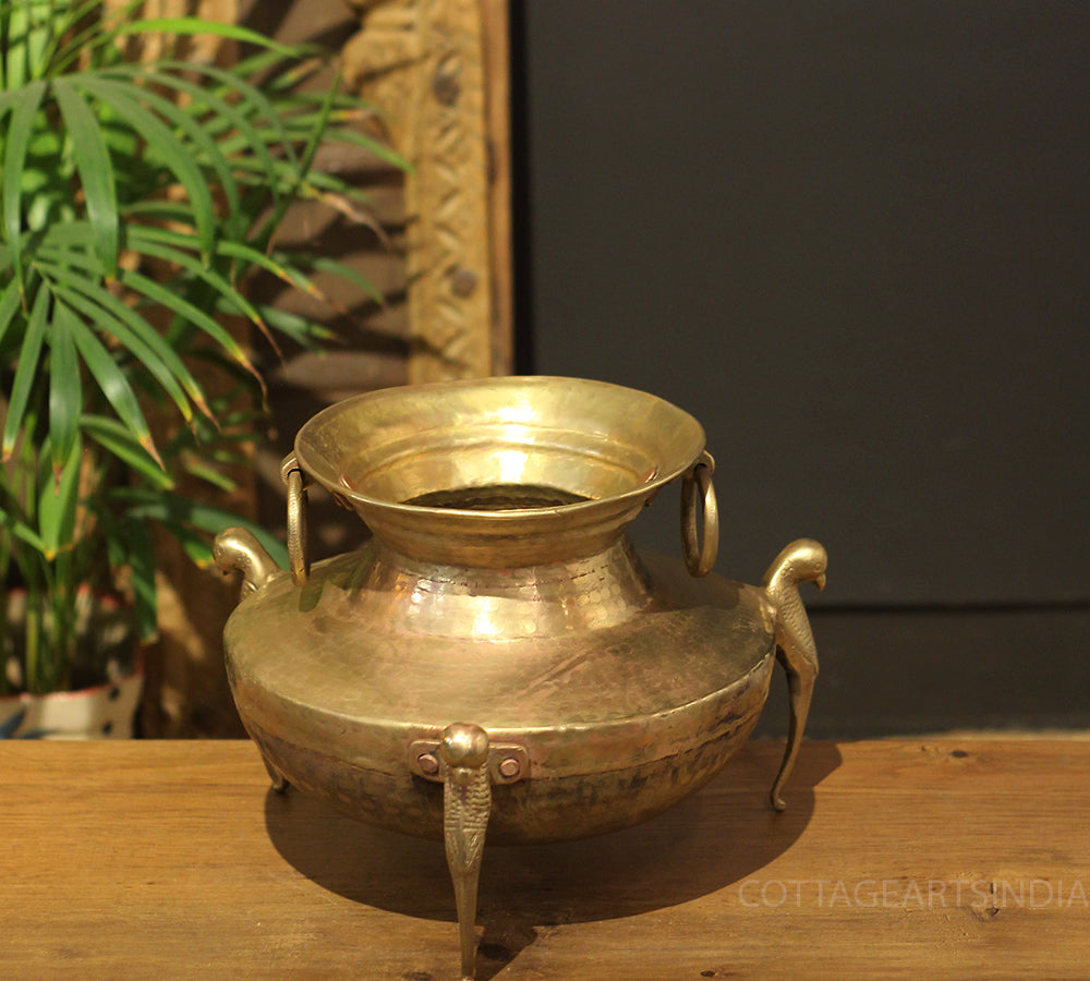 Brass Vintage Carved Planter