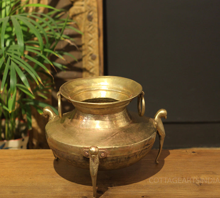 Brass Vintage Carved Planter