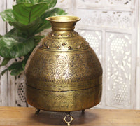 Brass Vintage Carved Planter