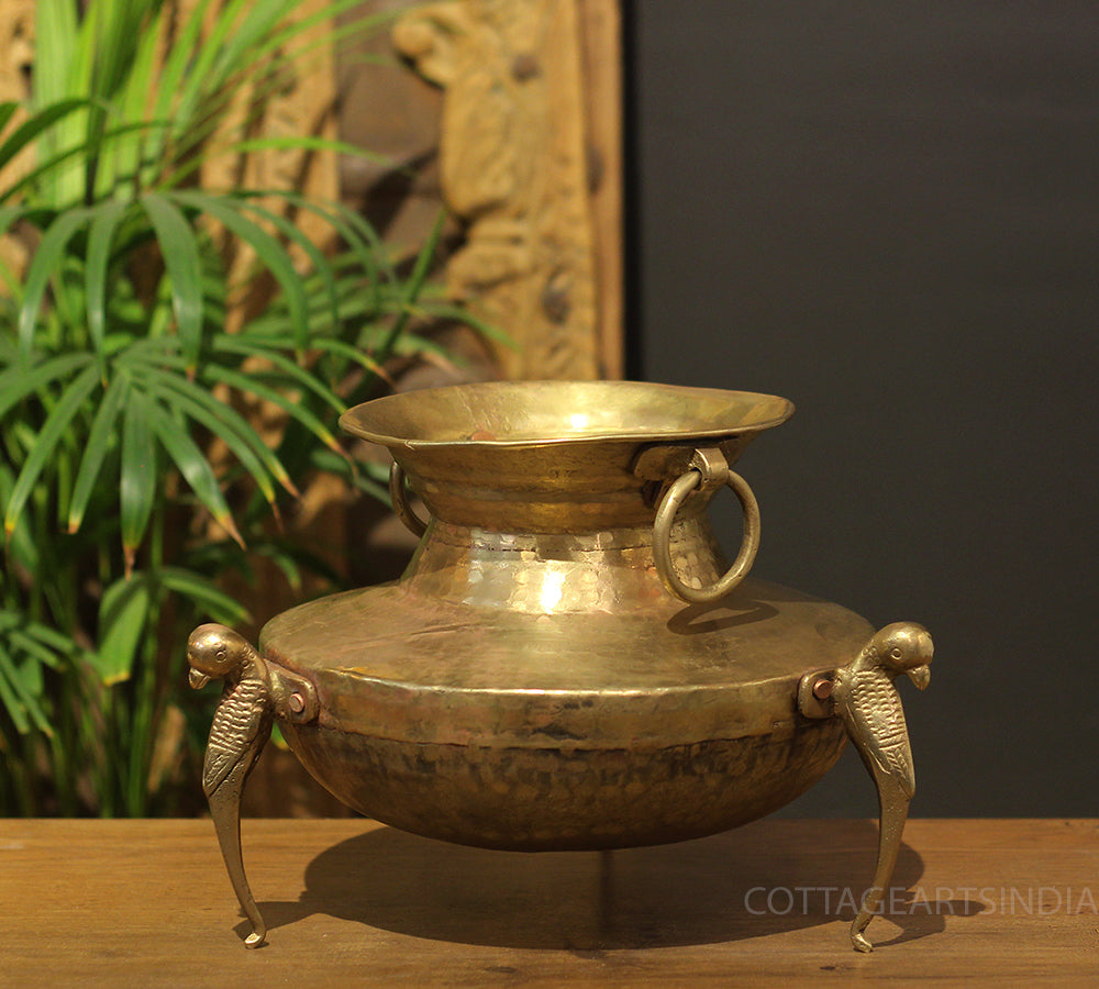 Brass Vintage Carved Planter