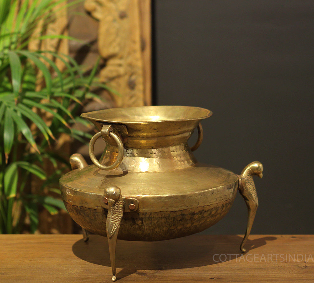 Brass Vintage Carved Planter