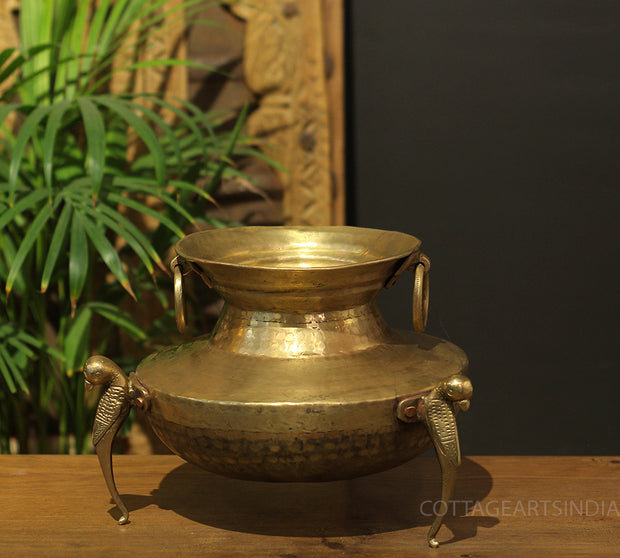 Brass Vintage Carved Planter