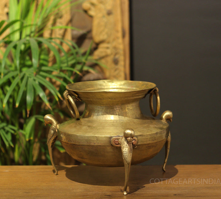Brass Vintage Carved Planter
