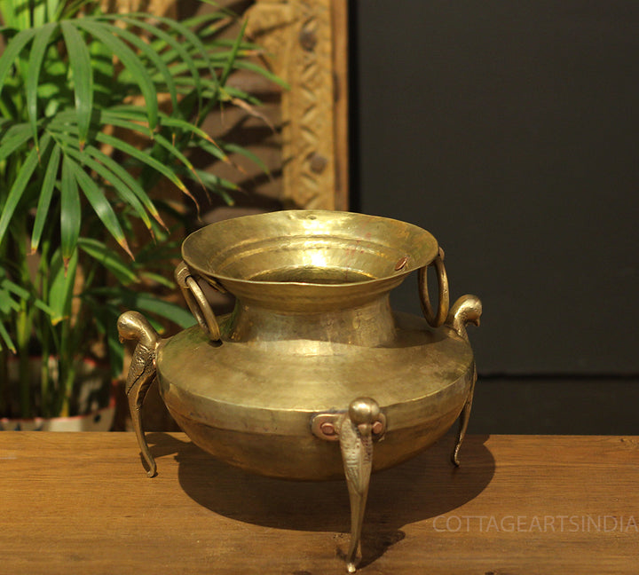 Brass Vintage Carved Planter