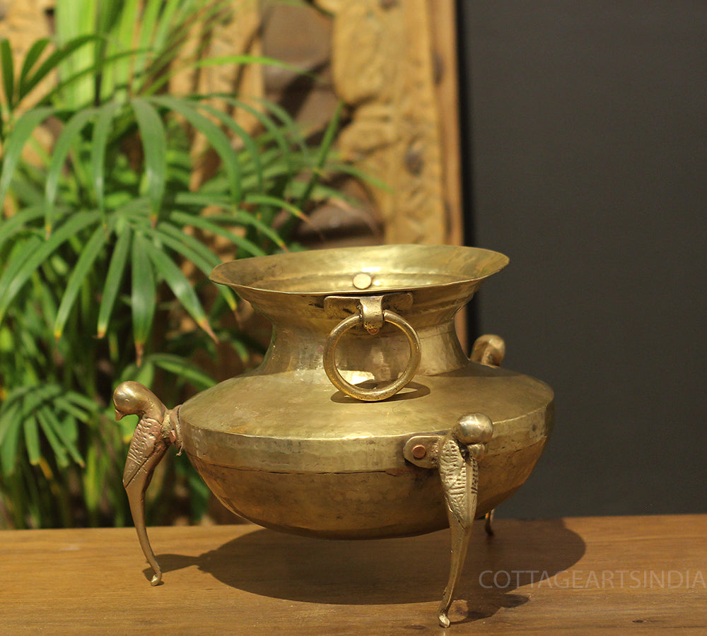 Brass Vintage Carved Planter