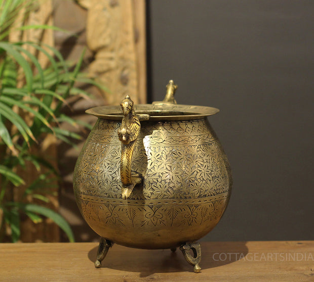 Brass Vintage Carved Planter