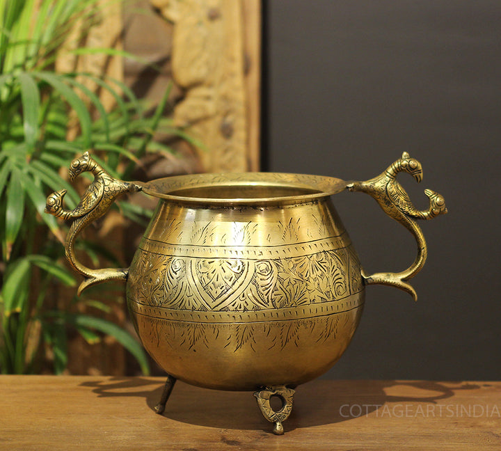 Brass Vintage Carved Planter