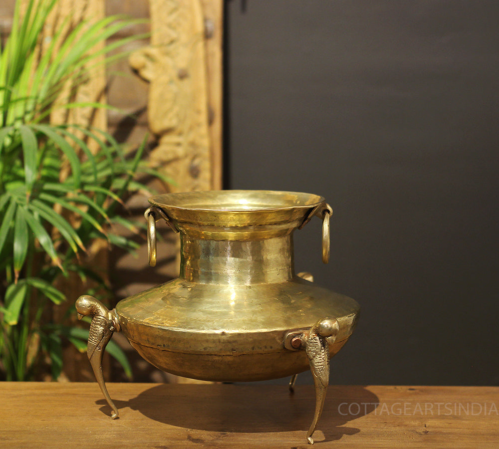 Brass Vintage Carved Planter