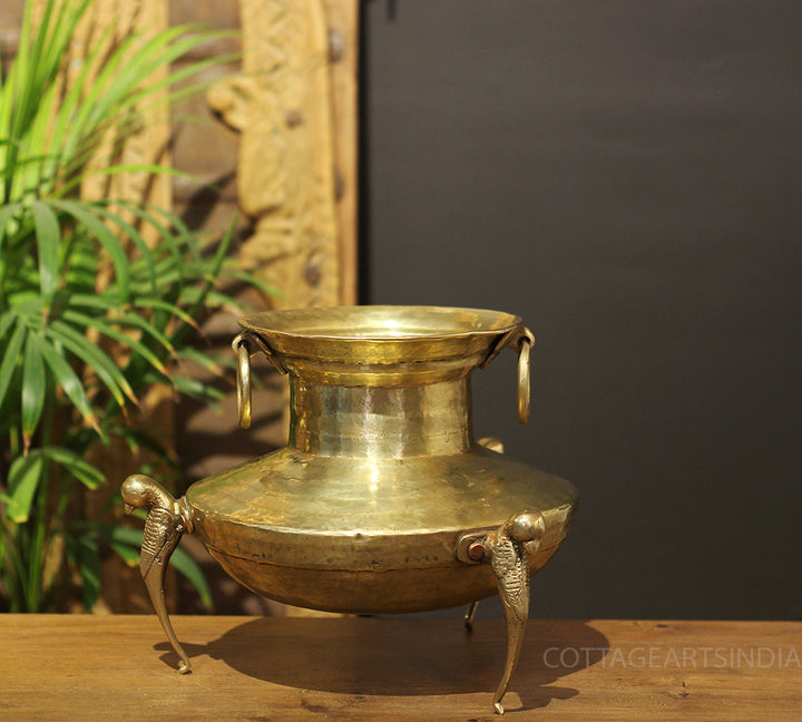Brass Vintage Carved Planter