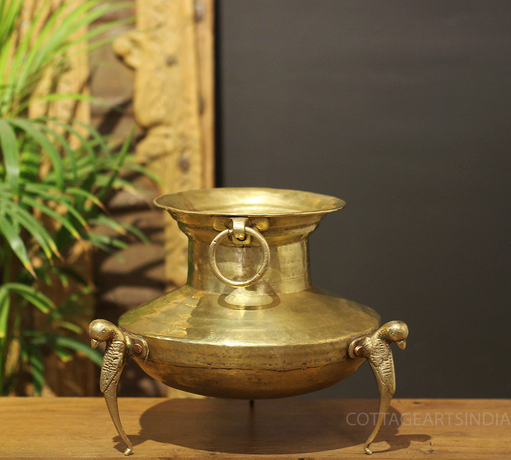 Brass Vintage Carved Planter