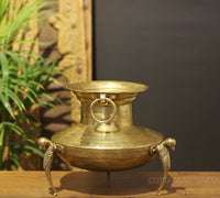 Brass Vintage Carved Planter