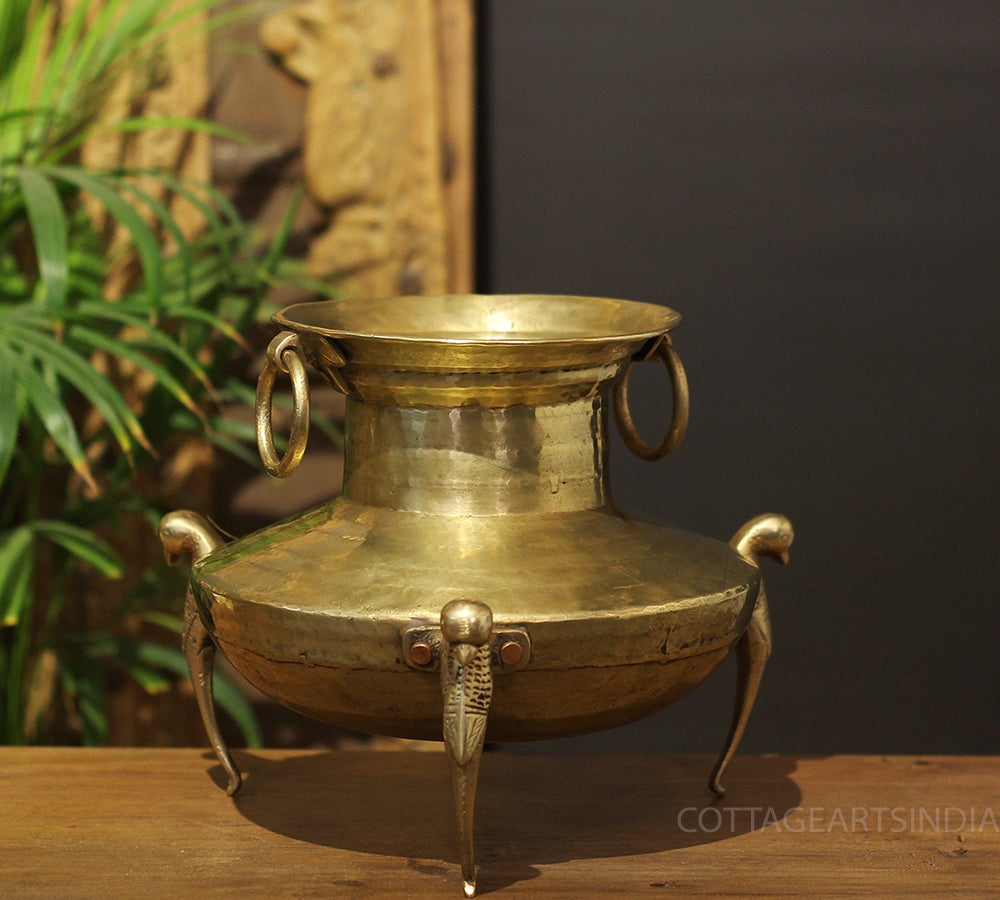 Brass Vintage Carved Planter