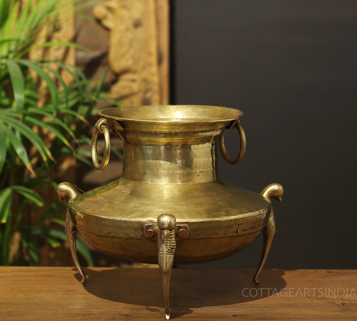 Brass Vintage Carved Planter