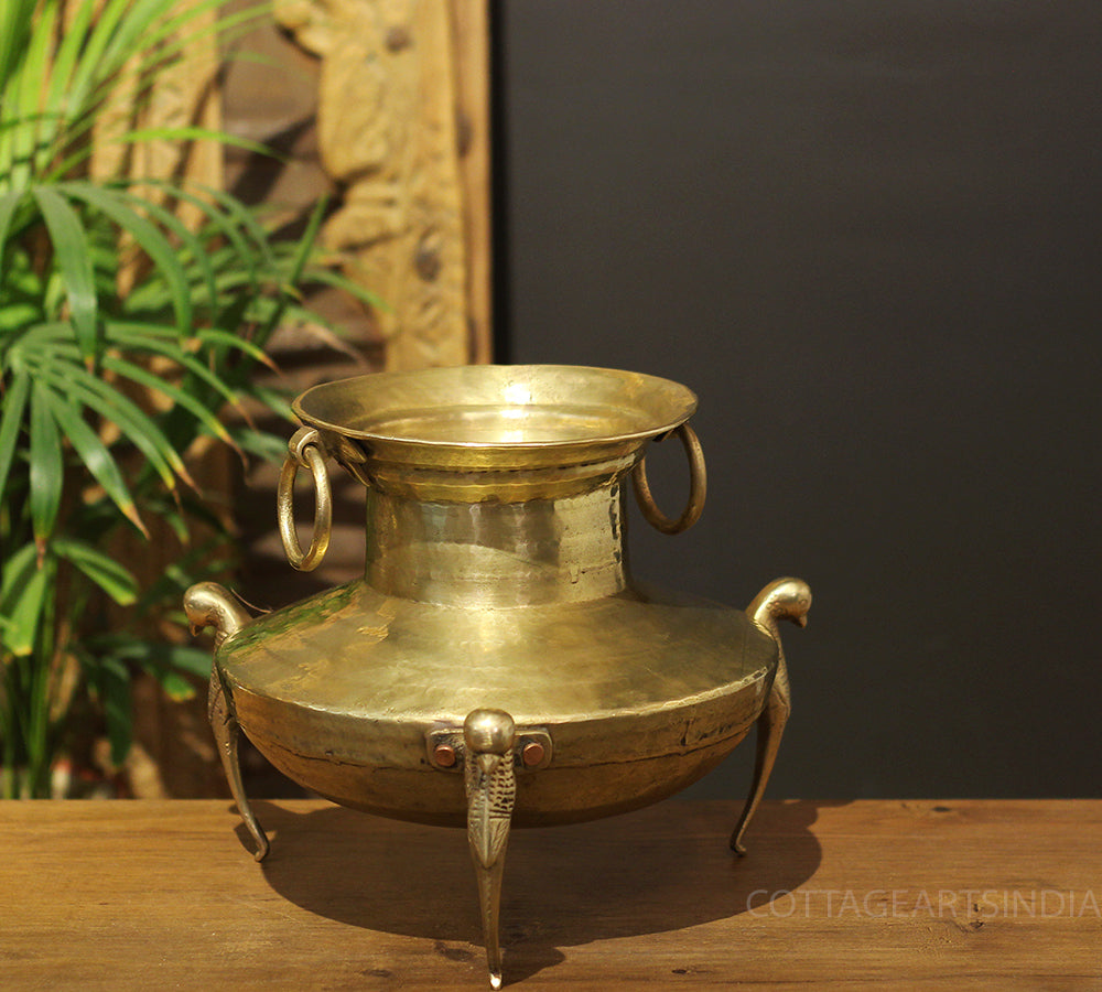 Brass Vintage Carved Planter
