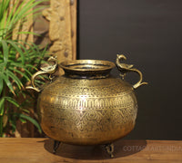 Brass Vintage Carved Planter