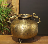 Brass Vintage Carved Planter