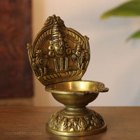 Handcrafted Brass Tirupati Balaji Lamp with Shankh Chakra | Traditional Devotional Diya