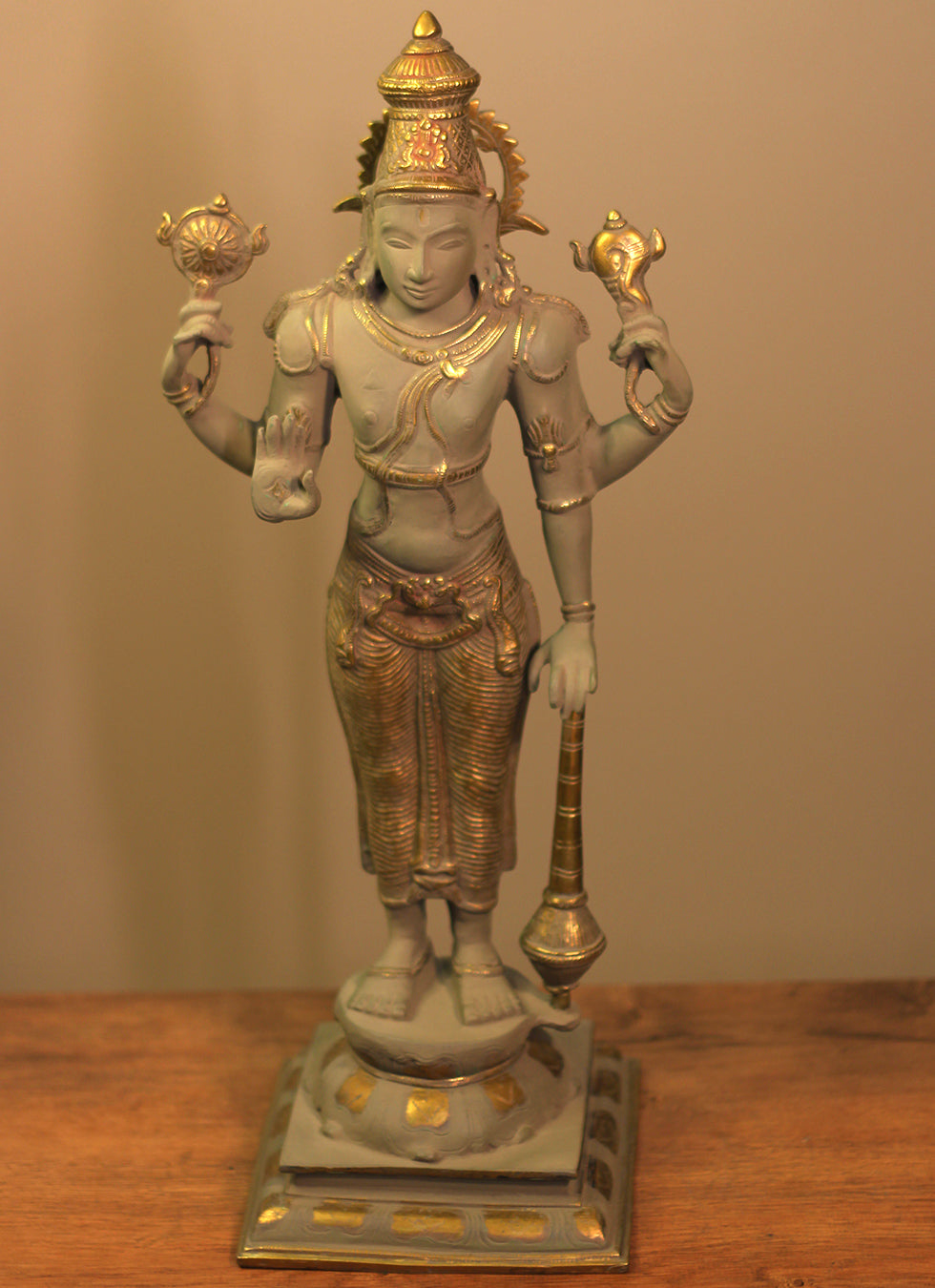 Brass Vishnu Rustic  Finish 21"