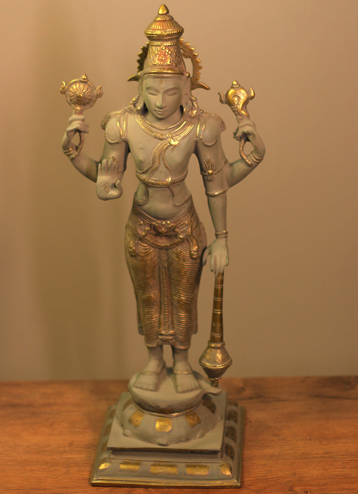 Brass Vishnu Rustic  Finish 21"