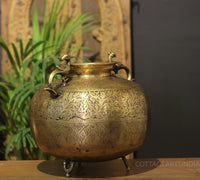 Brass Vintage Carved Planter