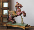 Handcrafted Wooden Winged Horse Sculpture – Vintage Antique Finish